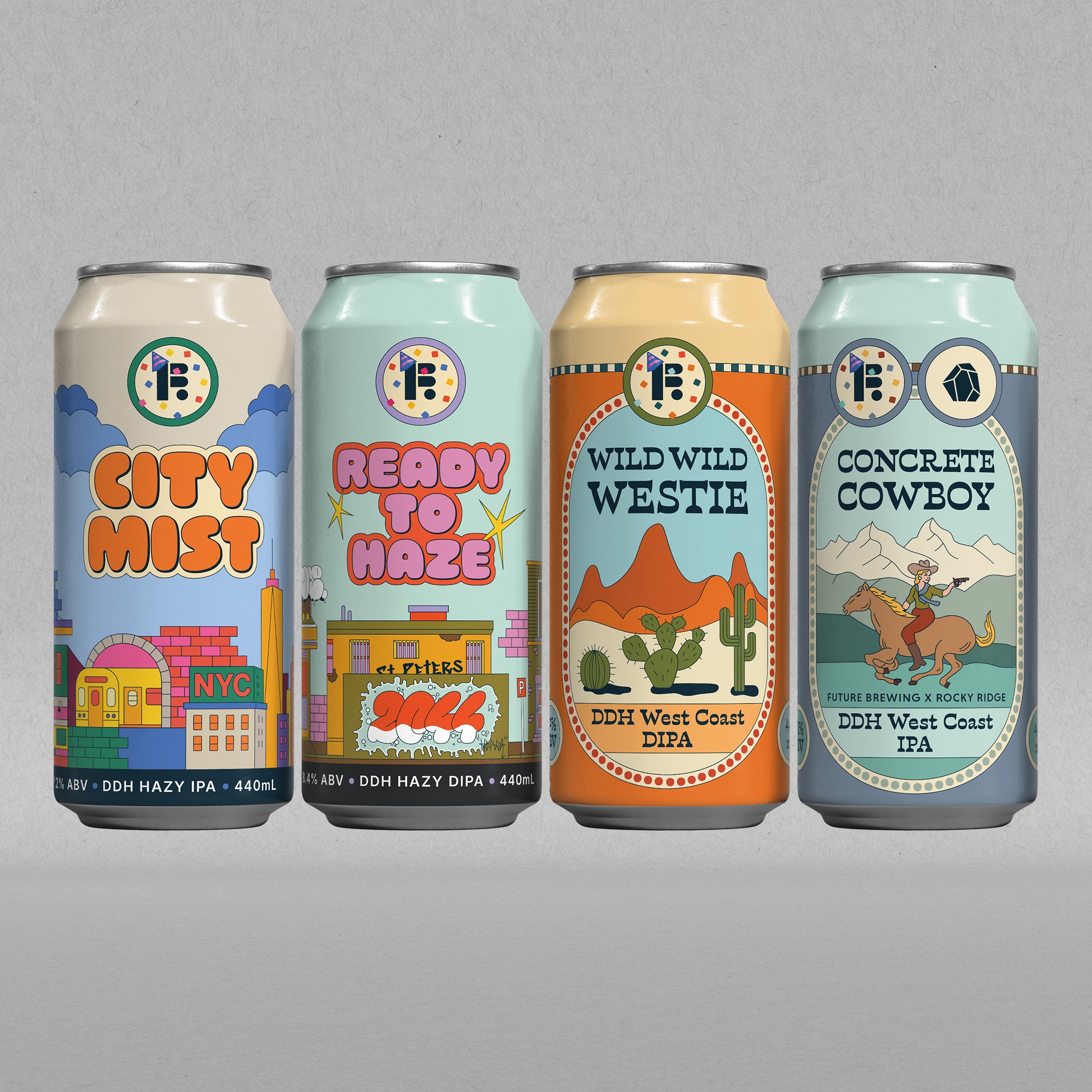 Mixed Four - 1 x City Mist + 1 x Concrete Cowboy + 1 x Ready to Haze + 1 x Wild Wild Westie
